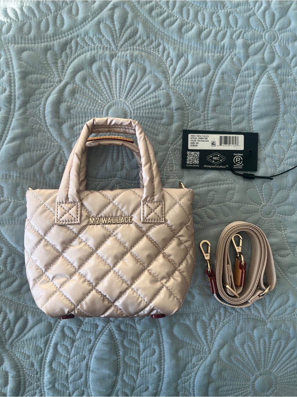 MZ Wallace Pale Rose Gold Petit Tote Deluxe